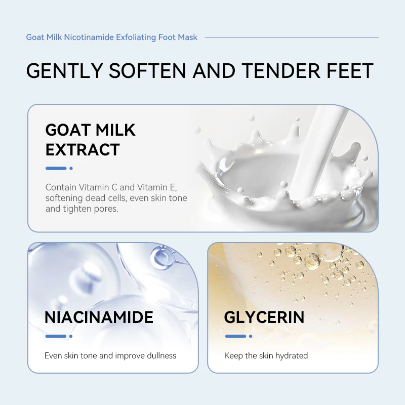 QUIYUM GOAT MILK NICOTINAMIDE EXFOLIATING FOOT MASK - Image 6