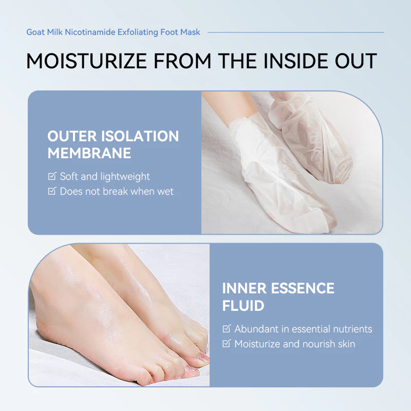 QUIYUM GOAT MILK NICOTINAMIDE EXFOLIATING FOOT MASK - Image 3
