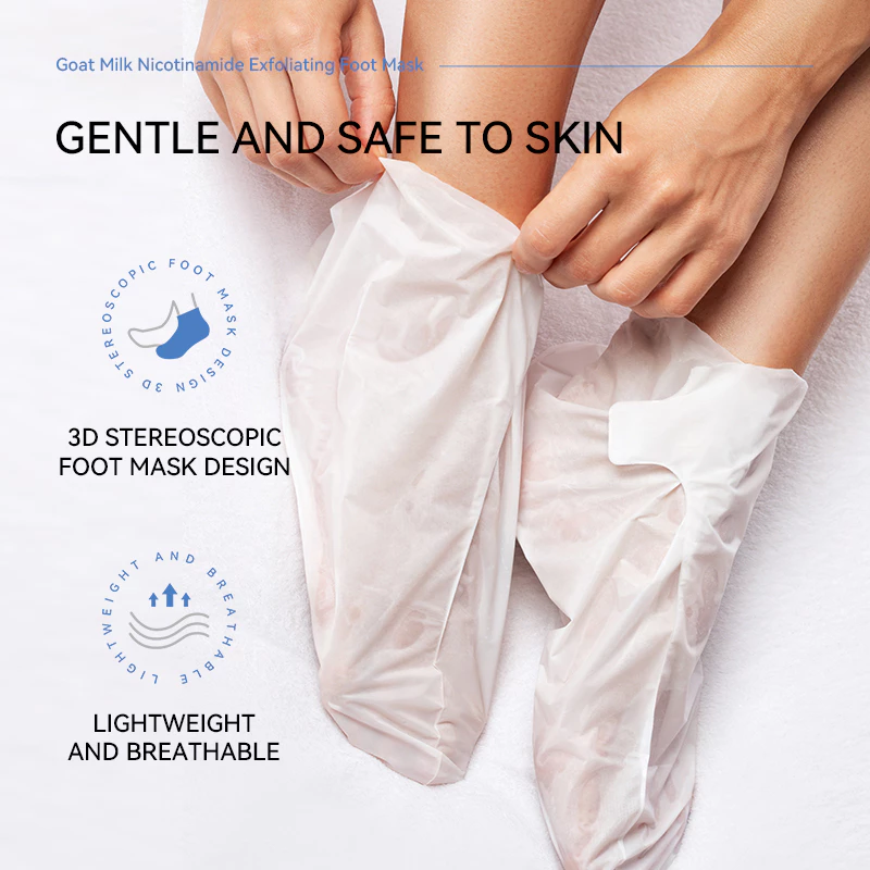 QUIYUM GOAT MILK NICOTINAMIDE EXFOLIATING FOOT MASK - Image 9